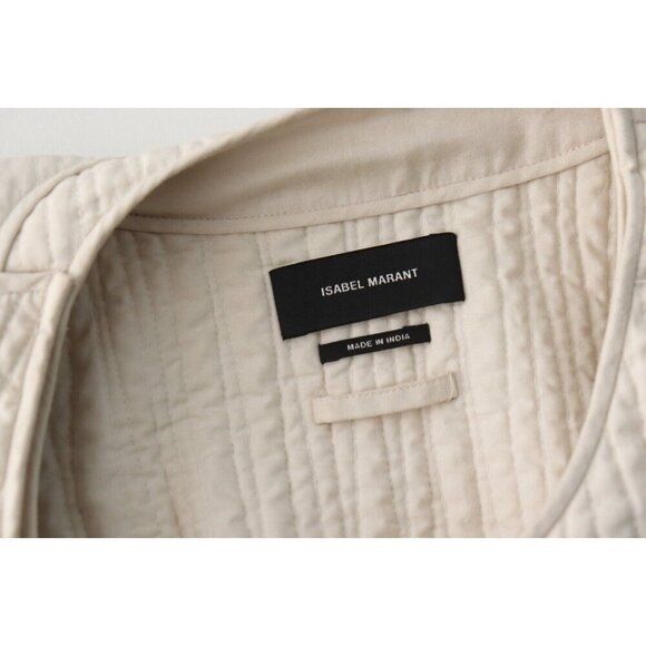 Isabel Marant Women’s Size 36 XS Ivory Quilted Jacket Cotton Pockets City Coat - Picture 2 of 8